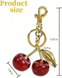 Breloque de sac à paillettes, Breloque de sac cerise, Porte-clés mignons, Breloques cerise pour sacs à main, Porte-clés fraise, Cadeaux Fête des Mères - Product Image 4