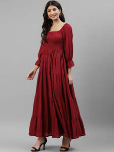 Vestido Largo de Rayón Sólido para Mujer, Estilo A-Line, Festivo, Elegante, Casual, Moderno, Talla Grande, de Una Pieza - Product Image 2