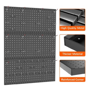 Shed Modular Peg Board Organizer Board Kit <span class=keywords><strong>Outils</strong></span> Pegboard Système <span class=keywords><strong>de</strong></span> stockage <span class=keywords><strong>Panneaux</strong></span> Pegboard en métal <span class=keywords><strong>pour</strong></span> mur Garage Utility - Product Image 5