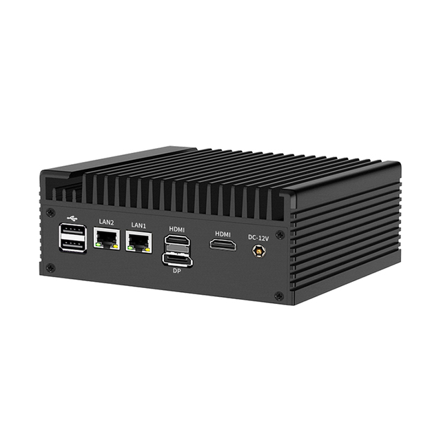 Fanless Desktop Mini PC with 2 LAN & 2 COM Intel N150 DDR4 for Industrial Use & Vending Machines US Plug