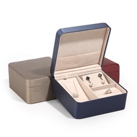 Coffret à bijoux carré haut de gamme multicolore, avec coins arrondis et surpiqûres, pour voyage, cadeau et rangement