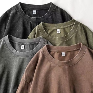 T-shirt da <span class=keywords><strong>uomo</strong></span> oversize con scollo a o alta qualità da <span class=keywords><strong>uomo</strong></span> 230GSM <span class=keywords><strong>stile</strong></span> <span class=keywords><strong>Vintage</strong></span> lavato con acido personalizzato Logo Casual t-shirt e <span class=keywords><strong>abbigliamento</strong></span> maschile - Product Image 5