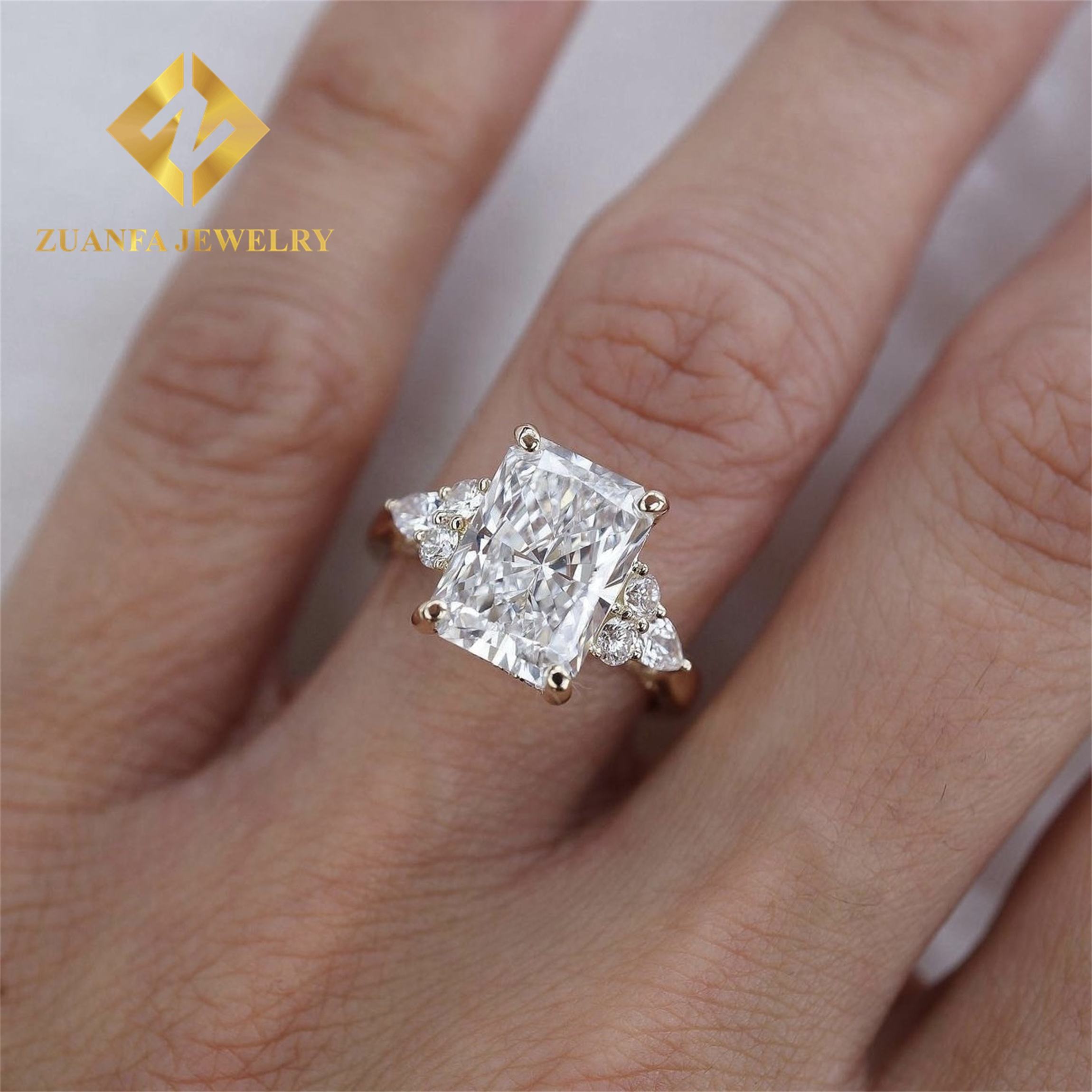 14k yellow gold with  3ct radiant ring