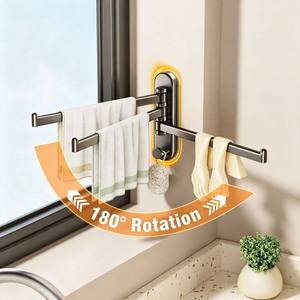 Estante Escurridor de Paños de Cocina para Fregadero y Alféizar, Soporte Adhesivo Sin Costuras para Pared, Toallero Giratorio Multibarras - Product Image 1