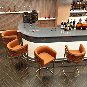 Nordic Modern Bar Möbel Einfache Luxus Home Vordergrund Rückenlehne High Stool Metall High Bar Chair