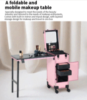 Table de manucure Obox OEM/ODM en métal et bois, style moderne classique, avec miroir éclairé à couleurs changeantes, tiroir et étui à maquillage pour salon