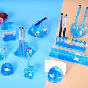 Đồ Trang Trí Văn Phòng Phẩm Để Bàn Quà Tặng Lưu Niệm Giá Đỡ Bút Acrylic Cho Trẻ Em Thước Chất Lỏng Floaters Nhựa 3D Chất Lỏng Du Lịch Chặn Giấy - Product Image 1