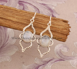 Pendientes de aro de plata de ley 2025 con forma ovalada de piedra lunar arcoíris Natural de gran venta 925 a precio de fábrica - Product Image 4