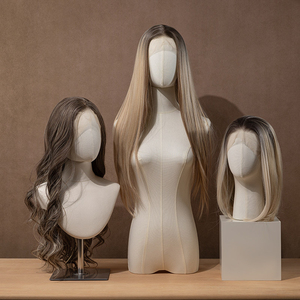 Expositor de Sombreros de Guangzhou, Cabeza de Maniquí para Pelucas Cubierta de Lona con Soporte Metálico para Exhibición de Pelucas en Salones de Belleza, Tiendas Minoristas y Escaparates - Product Image 2