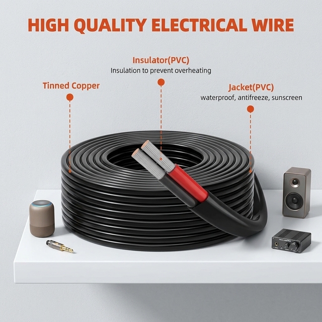 Flat Concealed Speaker Cable Tinned Copper Low Signal Loss Easy Layout Household Decoration Wall Embedded Audio Wiring Coil