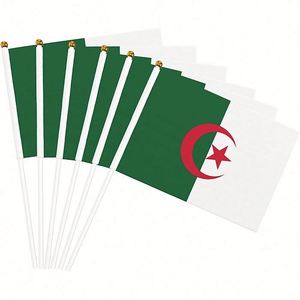 Wholesale Digital Printing Polyester Algeria Algerian Hand Waved Mini <b>Flag</b> 5.5x8.2in Party Conferences Display Decoration - Product Image 1
