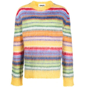Pulls en mohair personnalisés avec logo OEM & ODM pour hommes, pulls en maille à manches longues, pulls d'hiver à rayures, pulls en mohair tricotés pour hommes - Product Image 3