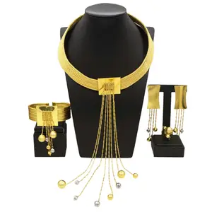 Yulaili wholesale 2024 Fashion long tassel necklace high quality 18k non tarnish brazilian wedding accessories jewelry for lady