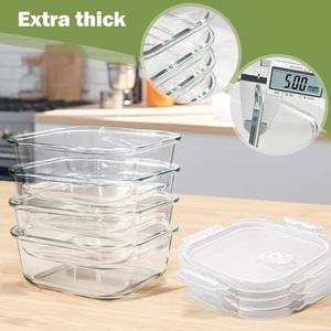 New Design BPA-Free Glass Storage Container Box <b>Set</b> with Glass Lid Kitchen Glass Baking Tray Oven Heating - Product Image 3