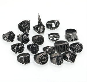 Großhandel Neue Designs Mode Hip-Hop Retro Dark Punk Rock Mehrfach Edelstahl Herrenringe Schmuck - Product Image 1