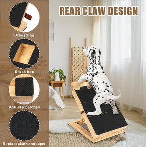 Foldable Wooden Dog <b>Scratch</b> <b>Pad</b> with Pull-out Treat Box, Dog Nail Scraper Board, Multifunctional Pet Paw Grinding Toy - Product Image 3