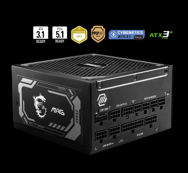 brand new M-S-I MAG A1250GL PCIE5 Full Modular ATX 3.1 Power Supply Unit