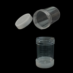 Vaso de muestra desechable de plástico Kangxin de 40 ml con tapa de rosca transparente para la recolección de orina, heces y esputo. - Product Image 1