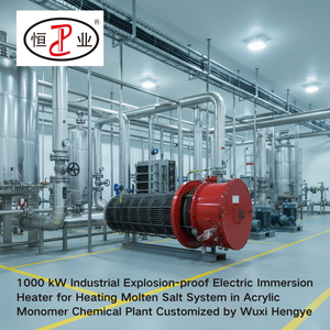 Chauffe-eau électrique à immersion antidéflagrant industriel de 1000 kW pour système de sel fondu, <span class=keywords><strong>chauffage</strong></span> auxiliaire pour monomère acrylique en usine chimique - Product Image 3
