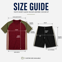 Ensemble de sport personnalisé pour jeunes joueurs de football, manches courtes, col rond, manches raglan, pour l'entraînement et les matchs des équipes de football junior