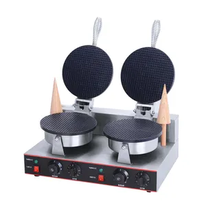 Commercial outdoor hotel restaurant machine professional contact grill waffle maker machine 2-Plate Cone Baker