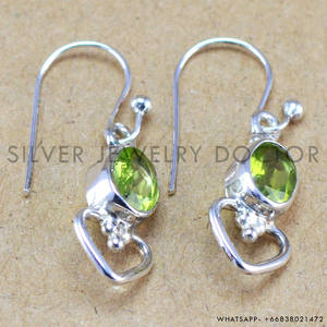 ต่างหูตะขอเงินสเตอริ925ตัดพลอยเพอริดอทเครื่องประดับอย่างดีทำด้วยมือสำหรับของขวัญปาร์ตี้ขายส่งจากโรงงาน - Product Image 2