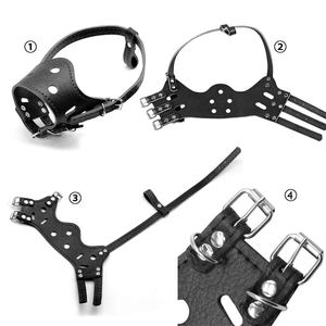 Bozal de boca de perro mascota de cuero PU ajustable transpirable suave antimordedura duradero para perros pequeños y grandes - Product Image 3