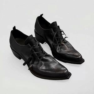 Chaussures habillées pour hommes en cuir véritable noir, style Oxford à bout pointu, à lacets, toutes saisons, semelle extérieure en caoutchouc durable - Product Image 6