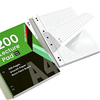 Bloc de Notas Personalizado A4, 200 Páginas, Rayado de 8 mm, Papel Perforado de Repuesto, Fácil de Desprender, para la Escuela y la Universidad