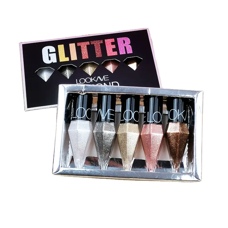 Diamond Mini Eyeliner Set Wasserdicht Großhandel Beauty Eyes 5 Farben Glitter Hoch pigmentierter Liquid Shimmer Eyeliner