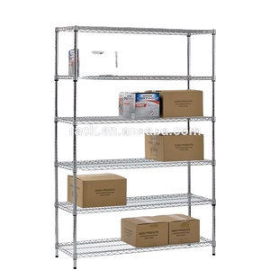 מתלה מודרני 6 קומות כבד ברזל פלדה מתכת מטרו משרד מוסך NSF רחב כרום חוט מדפים - Product Image 2