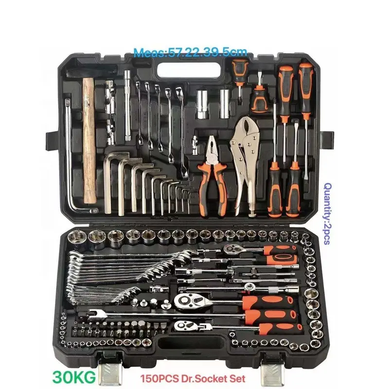 Kit d'outils à main, 150 pièces, jeu de clés à douille 1/4 "/1/2", boîte à outils pour réparation automobile, robuste, livraison gratuite