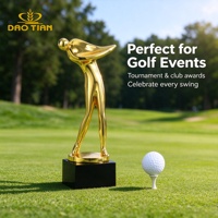 Trophée de golf en cristal plaqué or avec figurine de golfeur et balle de golf, base irisée, récompense pour tournoi sportif, vente en gros, fabricant