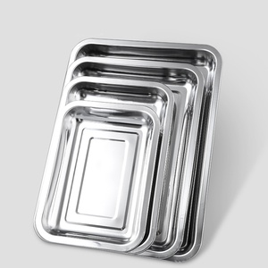 Plateaux de service en acier inoxydable pour barbecue, thé, riz vapeur, saucisses, viande grillée, ustensiles métalliques de restaurant - Product Image 3