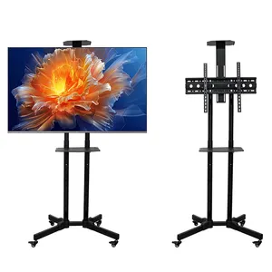 Phổ LED phẳng màn hình TV xe đẩy chiều cao có thể điều chỉnh 32 "đến 65" di động ngoài trời Kim Loại Xoay đứng cán TV xe