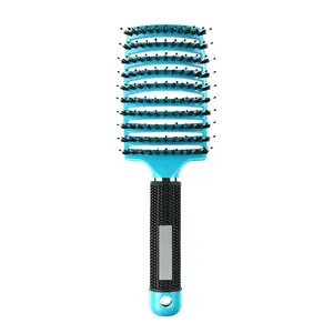 Detangling Hair Brush Curved Vented Detangling Brush Customized Logo Travel Portable Paddle Hair Brush Wave Boar Bristle Wholesale Colors Customized