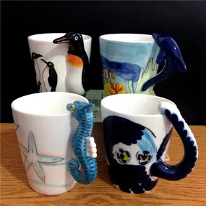 Китайский производитель ручной работы 3D Морская жизнь креативные животные сублимационные кружки набор глины кофейная чашка