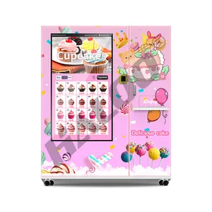 Smart Fridge 55" Big Screen Vending Machine For Slice Cakes Cupcakes Cookies Macarons Desserts