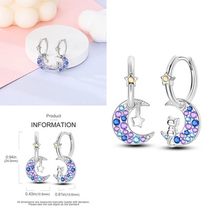 Aretes de Aro de Plata de Ley 925 MULA, Aretes <span class=keywords><strong>Infantiles</strong></span> con Forma de Corazón y Circonitas, Joyería de Moda para Aniversario - Product Image 2
