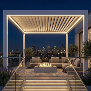 Pergola en aluminium télécommandée silencieuse, <span class=keywords><strong>abri</strong></span> motorisé à faible bruit pour <span class=keywords><strong>jardin</strong></span> haut <span class=keywords><strong>de</strong></span> gamme, gazebo intelligent à lames orientables en aluminium - Product Image 1