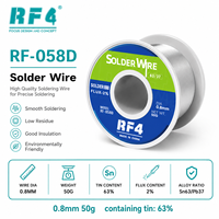 Fil à souder RF4 058D 0,8 mm 50 g Sn63/Pb37 63 % étain avec 2 % de flux pour la réparation de circuits imprimés, l'électronique, les téléphones et le bricolage