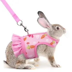 Cute Printing Rabbit Clothes Traction Rope Personalized Rabbit Harness Scarf Print Nylon Dog Harness Sustainable Pet Harness