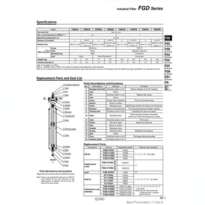 FGDTA-04-S070T กรองอากาศอุตสาหกรรม SMC ส่วนประกอบนิวเมติกส์ - Product Image 1