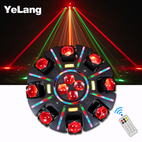 Projecteur de scène DJ LED DMX Stroboscope 8 bras Bee Eye 240W RGBW Laser Lumière de fête à tête mobile télécommandée pour Mariage et Parc à thème