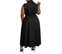 Robe chemise sans manches à revers pour femme grande taille, collection été 2026 – Robe midi élégante et décontractée avec ceinture, taille plus, tendance