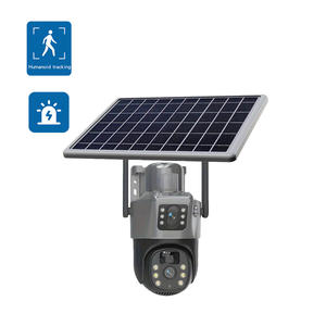 4MP Wifi çift Lens Dome güvenlik kamera gece görüş hareket izleme Alarm algılama için güneş enerjili CCTV sistemi hafıza kartı - Product Image 6