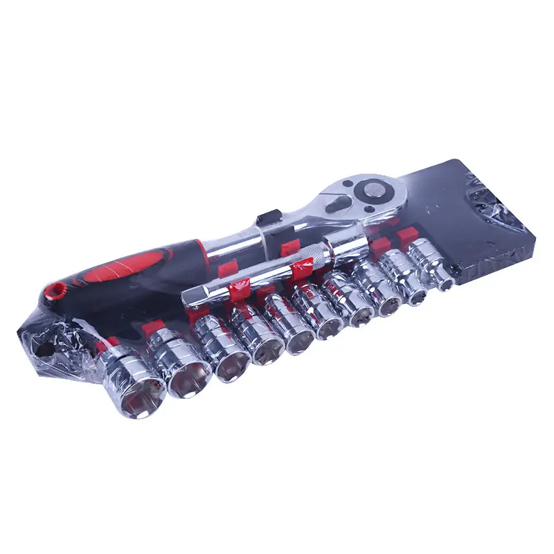 12 pcs set Universal Steel Ratchet Function Adjustable Wrench Socket Tool Set With Plastic Frame