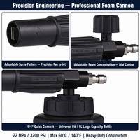 Canon à mousse 3200 PSI, lance à mousse neige 1L, pistolet de lavage de voiture à pression réglable, accessoire de detailing, raccord rapide 1/4 pouce
