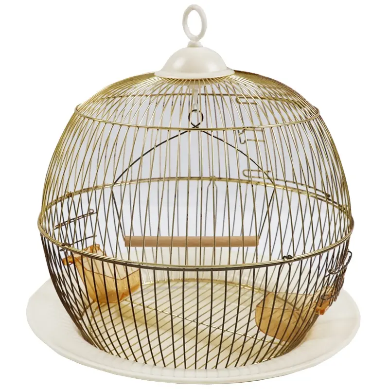 golden color round metal bird cage manufacturing in bulk bird cage