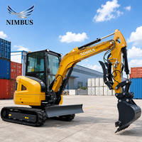 NIMBUS Nouvelle Conception Mini-Excavatrice Compacte de 3,7 Tonnes pour Ferme, Verger, Aménagement Paysager, Cabine Hydraulique, Chenilles en Caoutchouc, Mini-Excavatrice de Terrassement